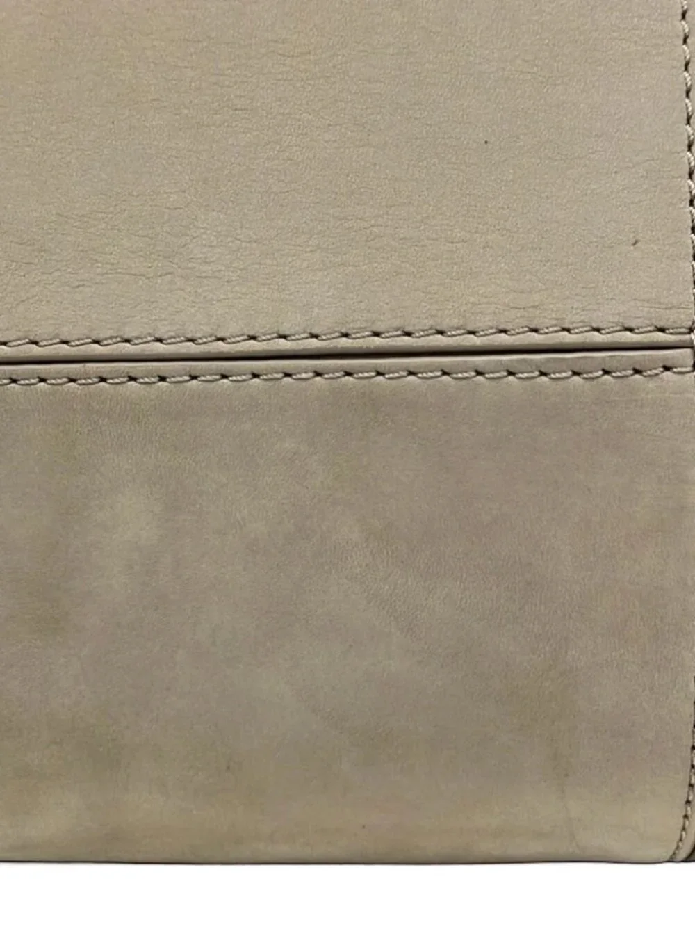 TORY BURCH Gray Beige Leather Nubuck Tote Bag